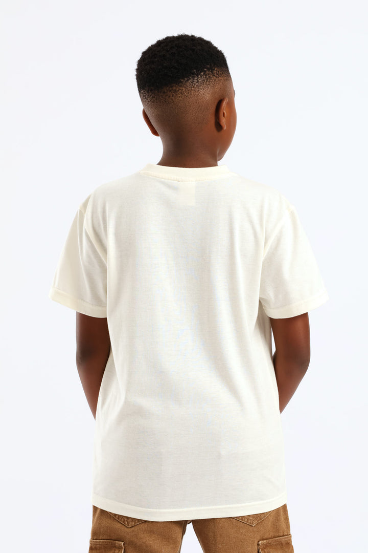 Boys Plain Basic Tee - Cream