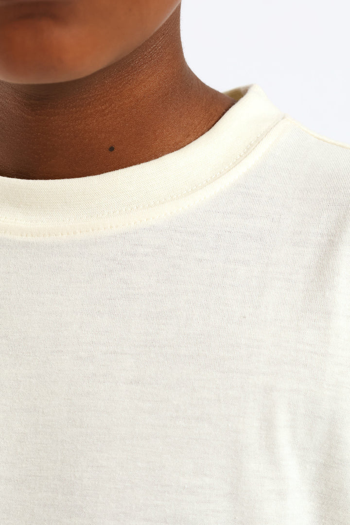 Boys Plain Basic Tee - Cream
