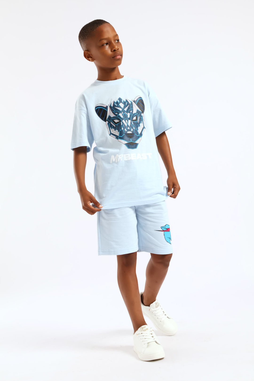 Boys Mr Beast Oversized Photographic T-Shirt - Light Blue