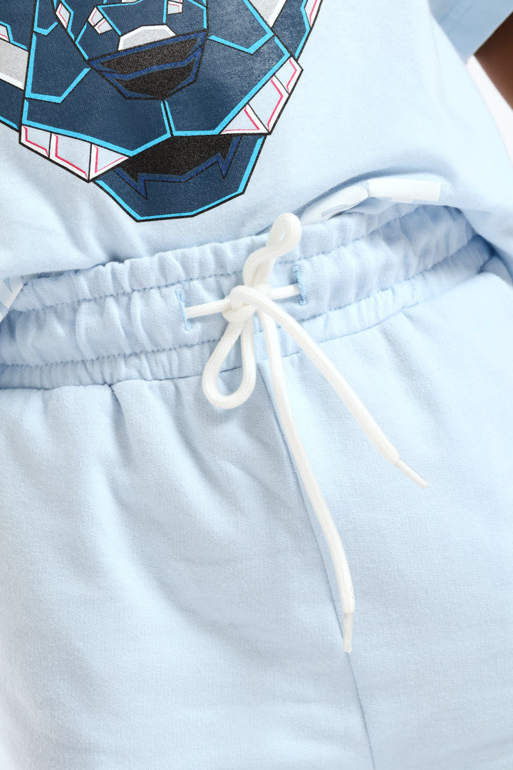Boys Mr Beast Fleece Short - Light Blue