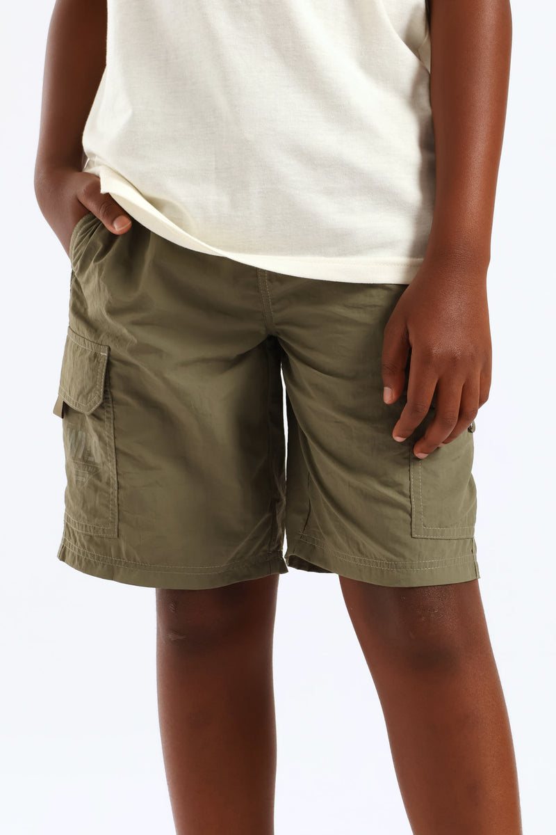 Boys Parachute Cargo Short - Olive