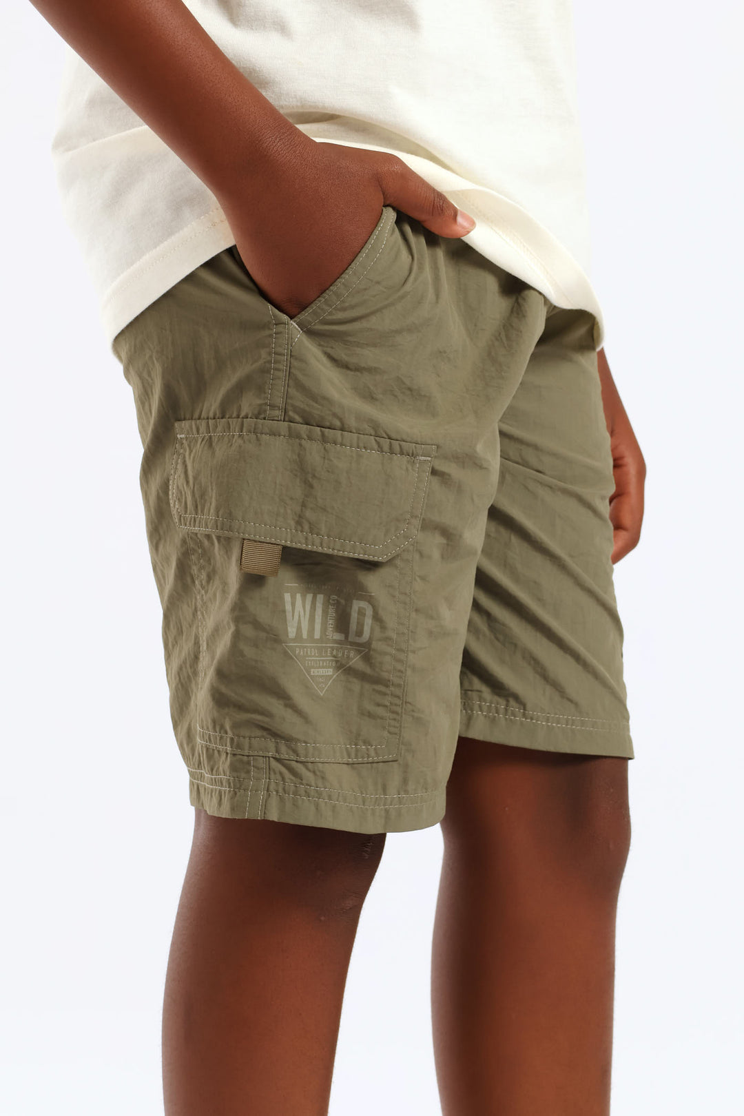 Boys Parachute Cargo Short - Olive
