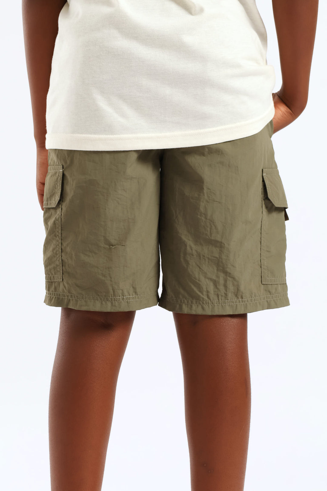 Boys Parachute Cargo Short - Olive