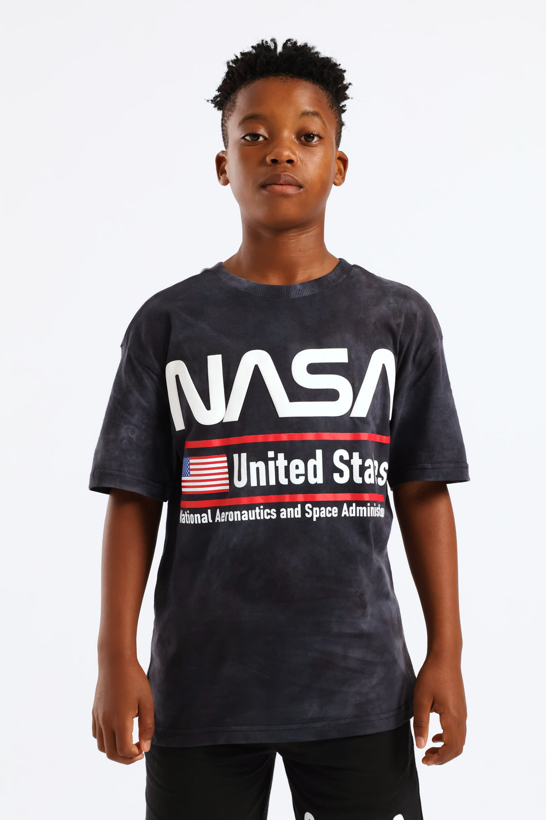 Boys Oversized Nasa Print T-Shirt - Black