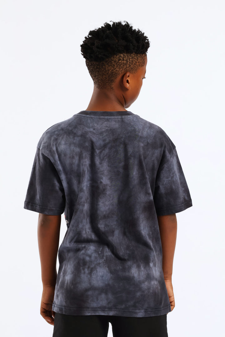 Boys Oversized Nasa Print T-Shirt - Black