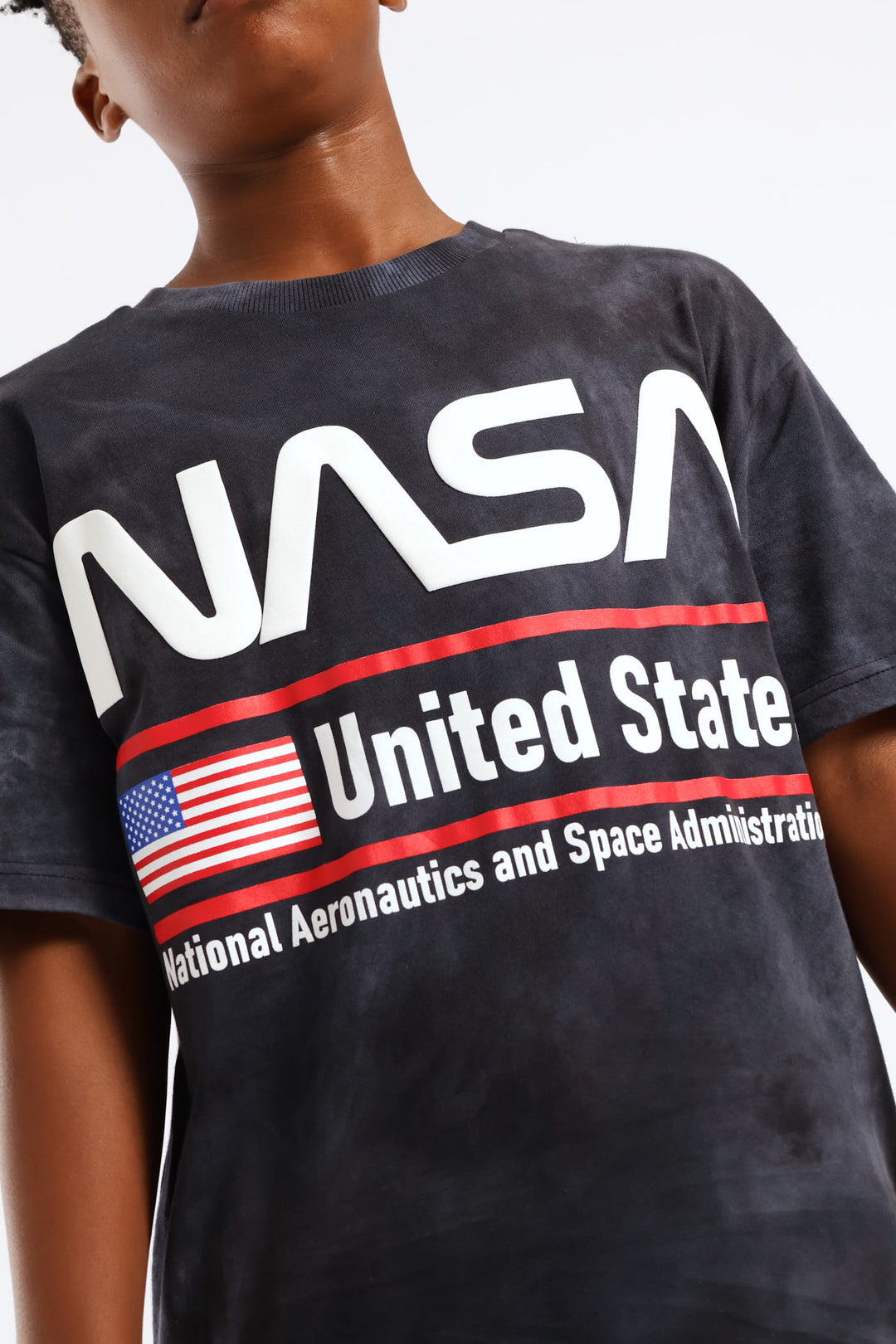 Boys Oversized Nasa Print T-Shirt - Black