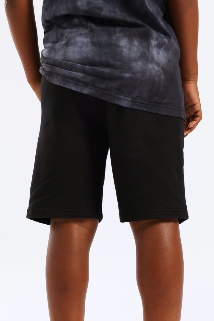 Boys Nasa Print Fleece Shorts - Black