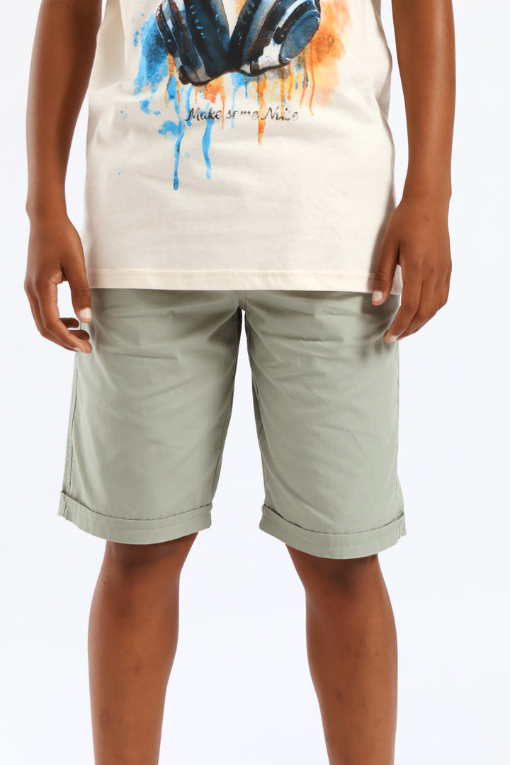 Boys Twill Pull On Short - Sage