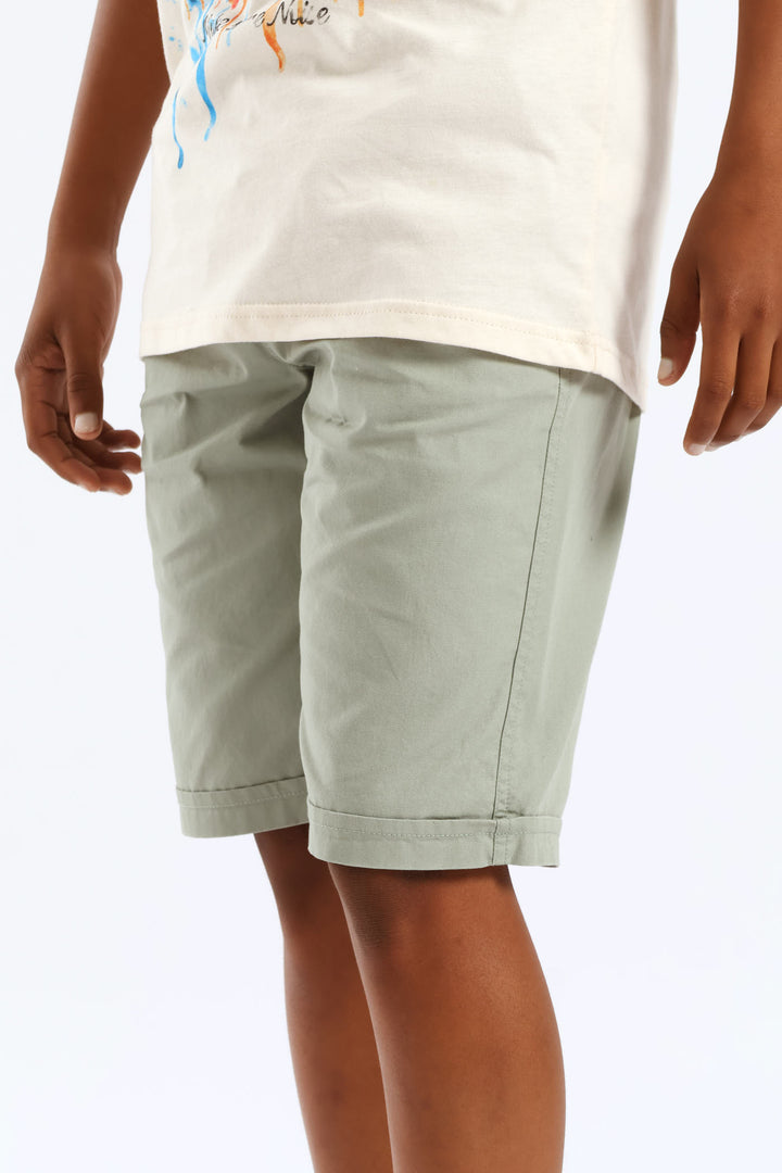 Boys Twill Pull On Short - Sage