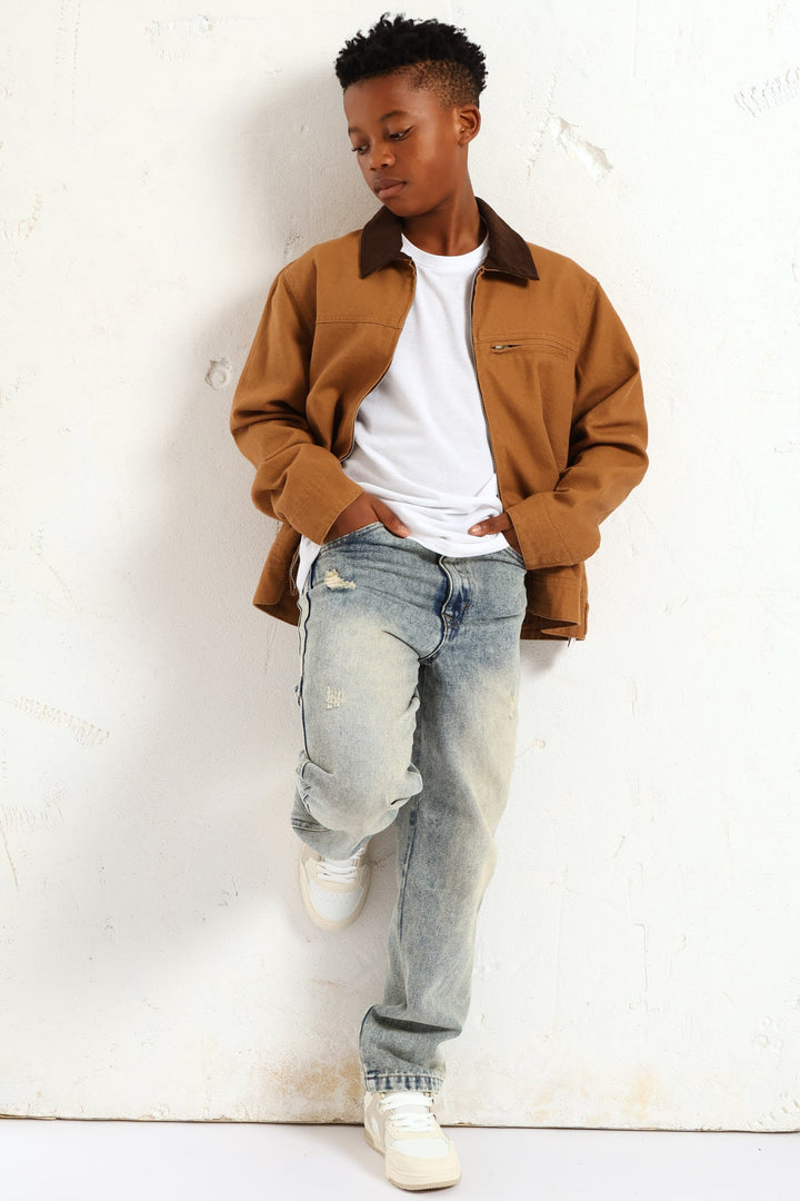 Boys Twill Barn Jacket - Tan