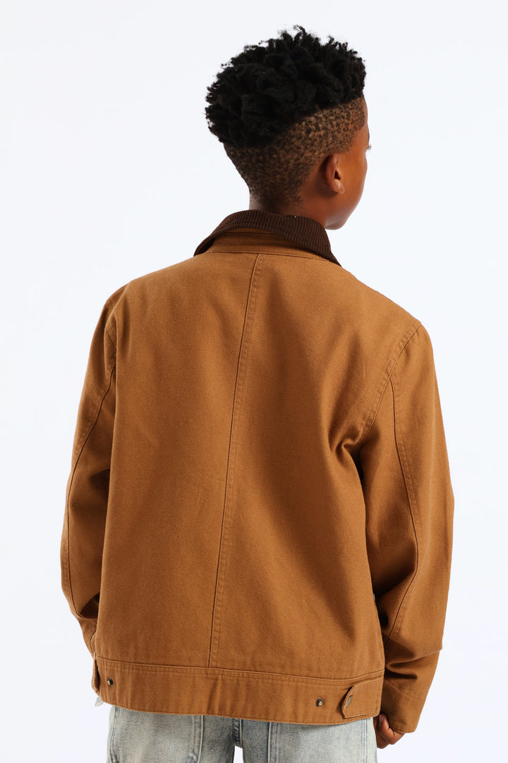 Boys Twill Barn Jacket - Tan