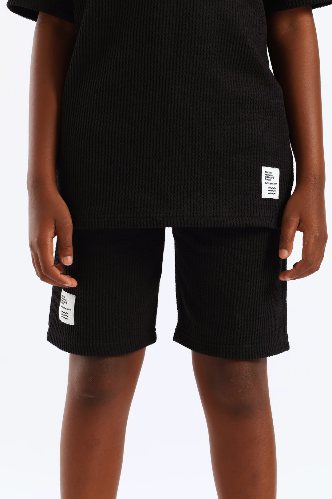 Boys Seersucker Shorts - Black