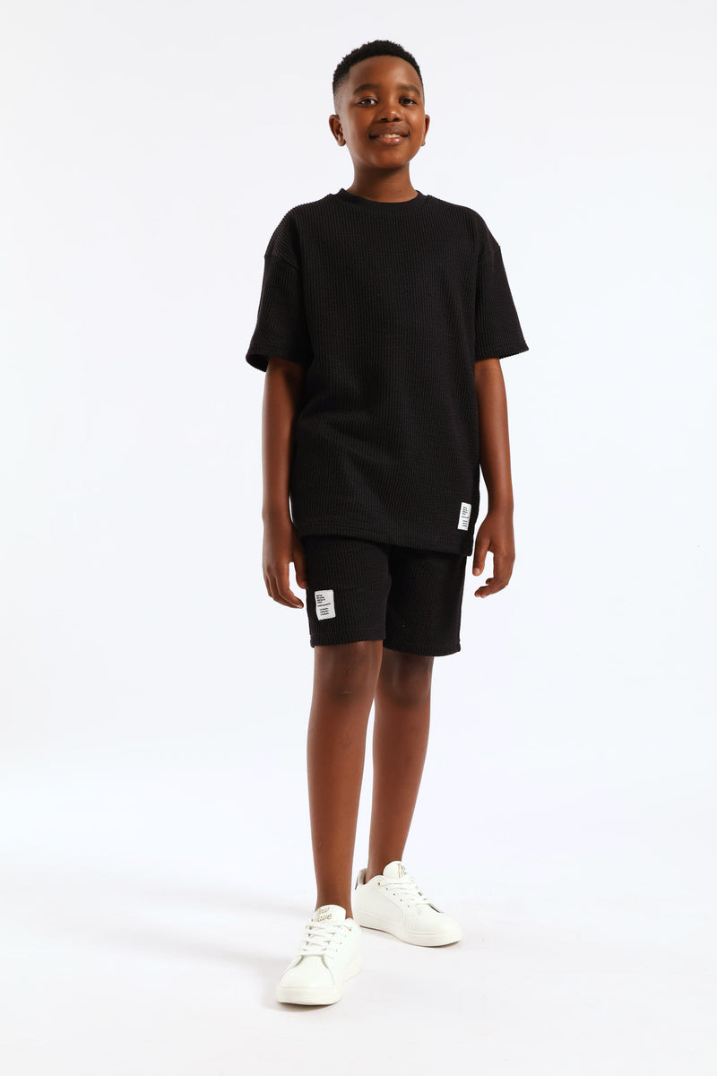 Boys Seersucker Shorts - Black