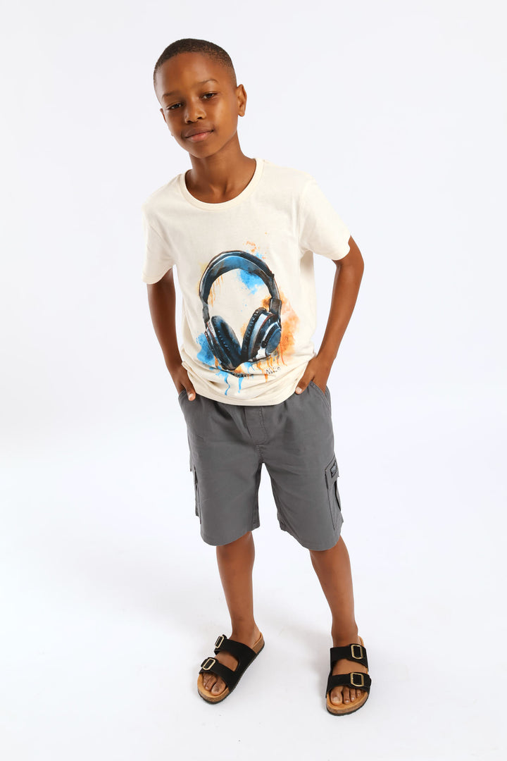 Boys Twill Cargo Short - Grey