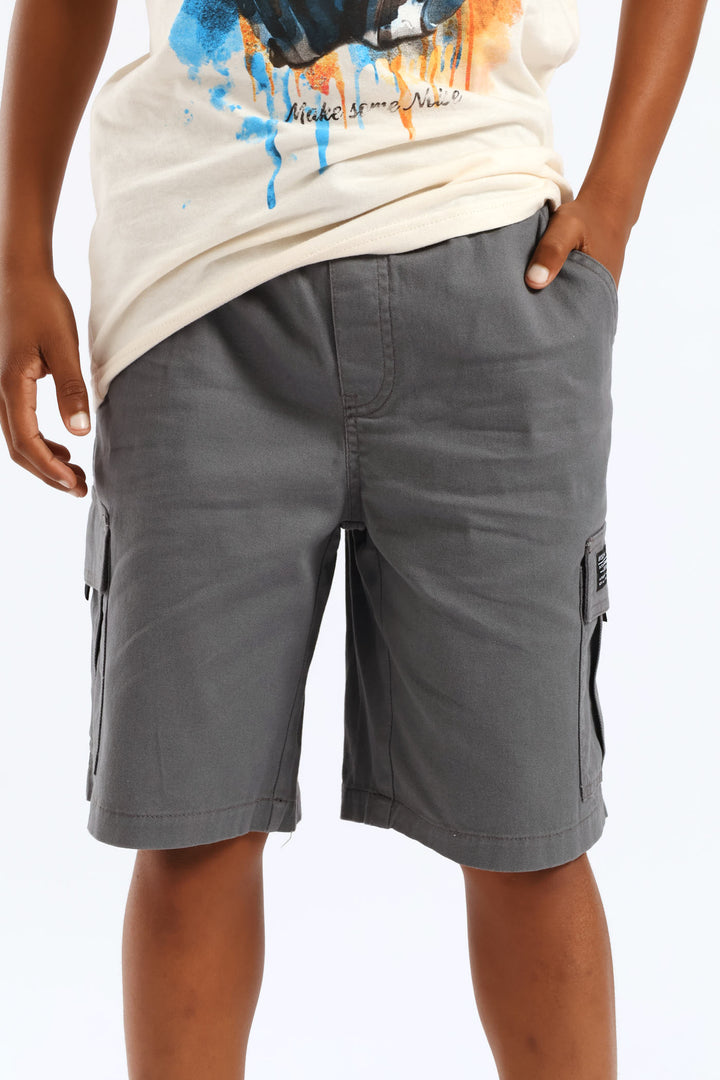 Boys Twill Cargo Short - Grey