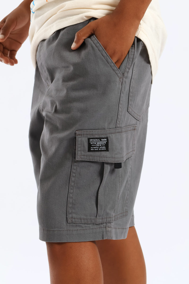 Boys Twill Cargo Short - Grey
