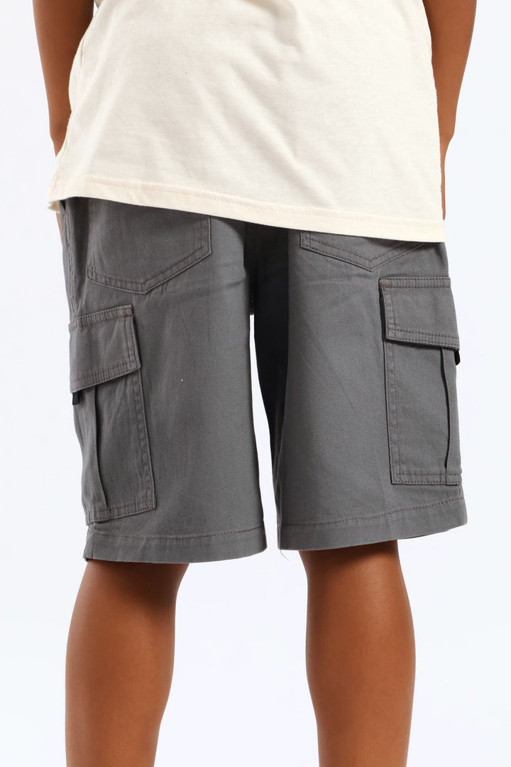 Boys Twill Cargo Short - Grey