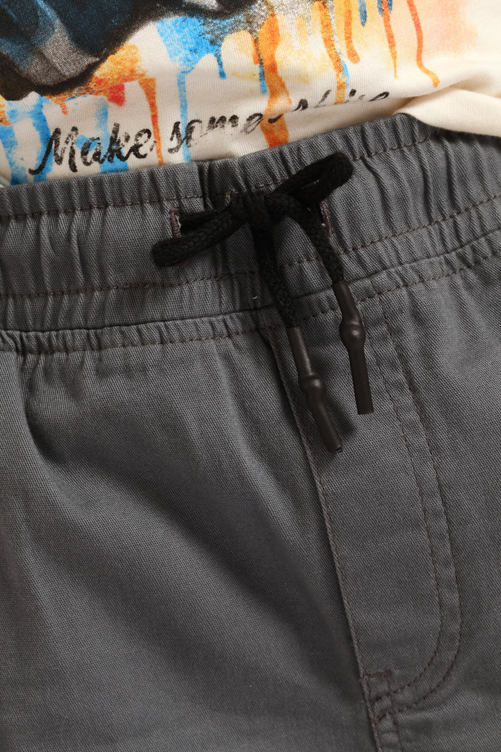 Boys Twill Cargo Short - Grey