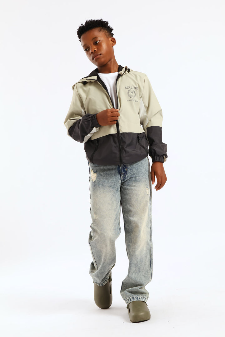 Boys Windbreaker - Charcoal/Olive