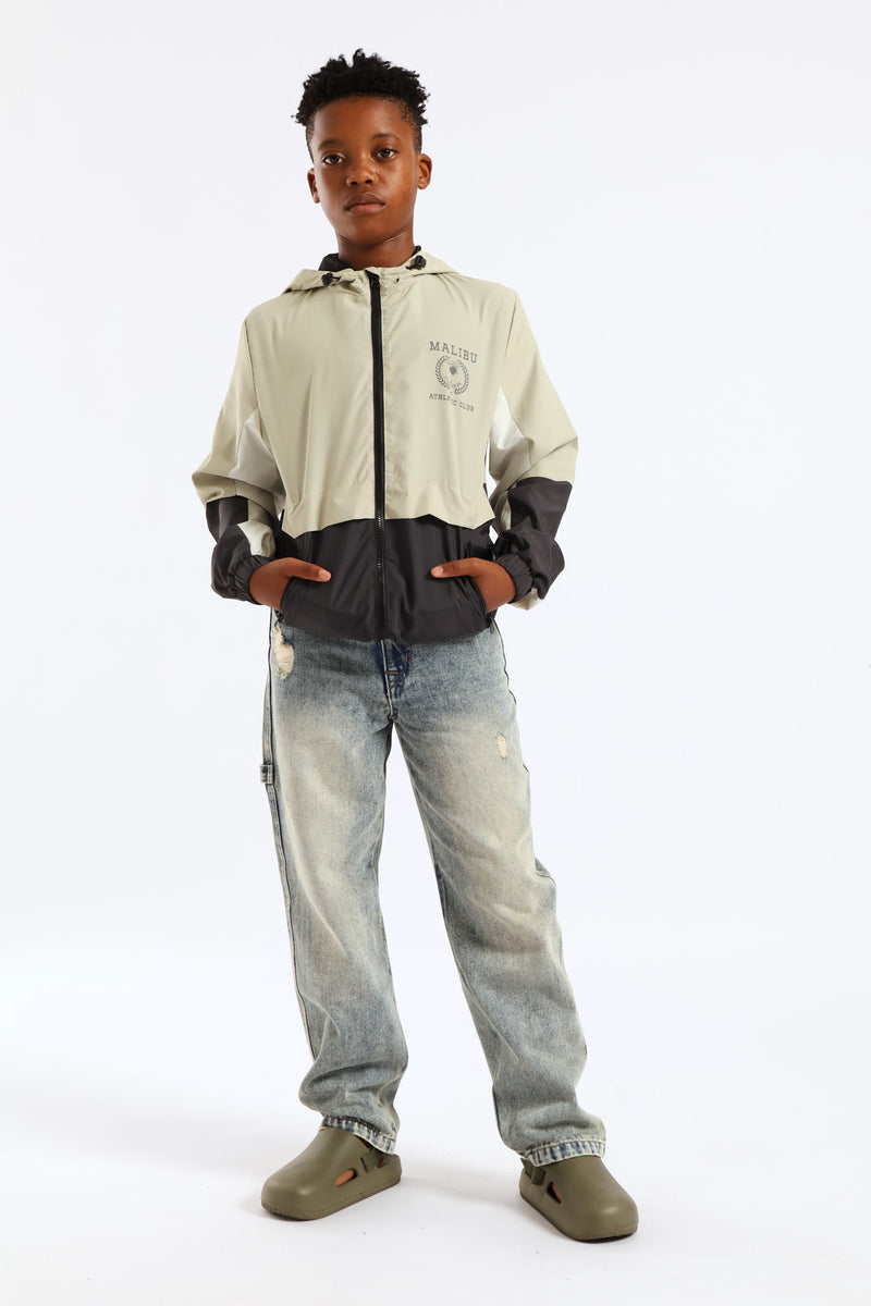 Boys Windbreaker - Charcoal/Olive
