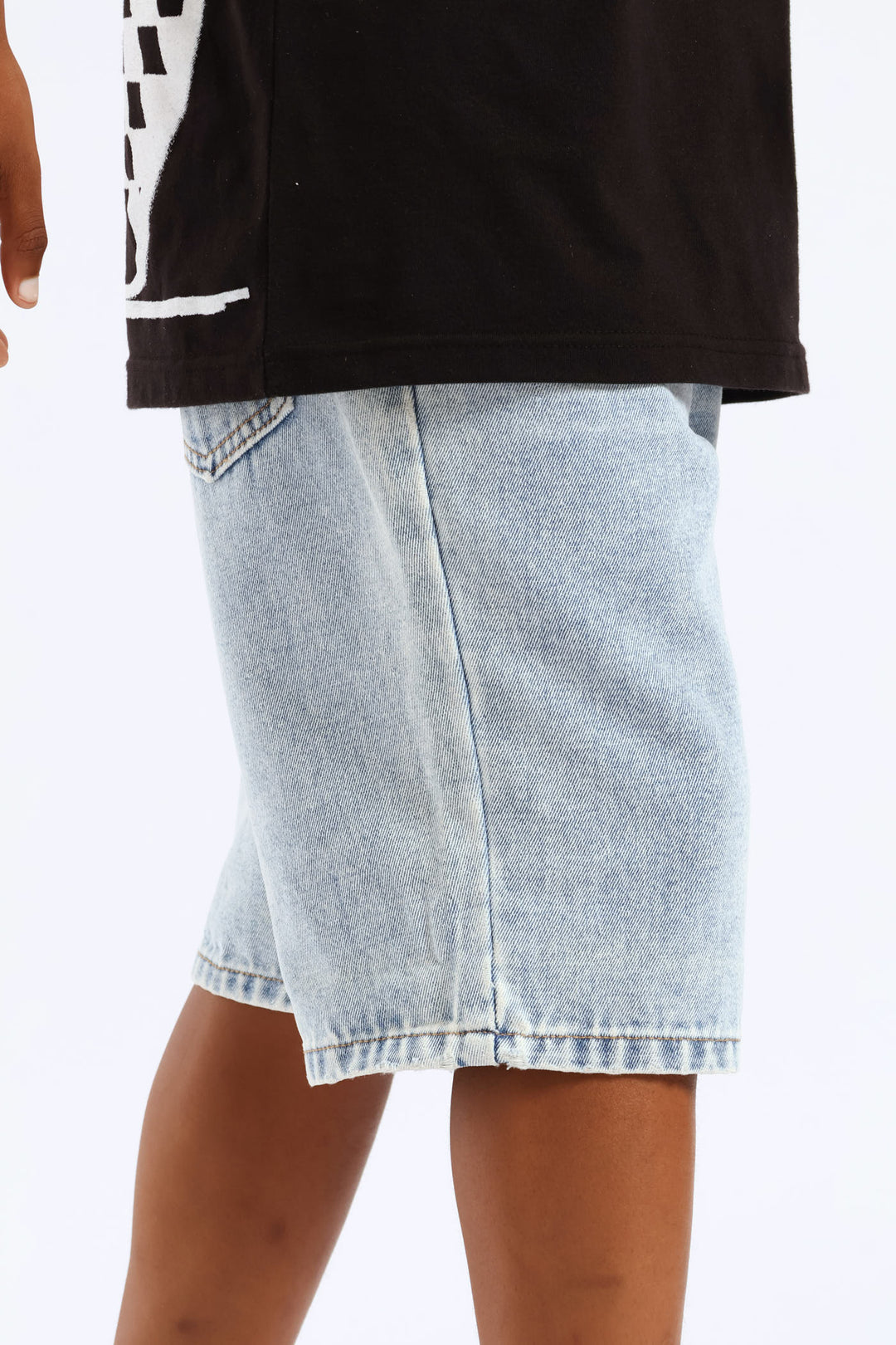 Boys Bleached Denim Bermuda Short - Blue