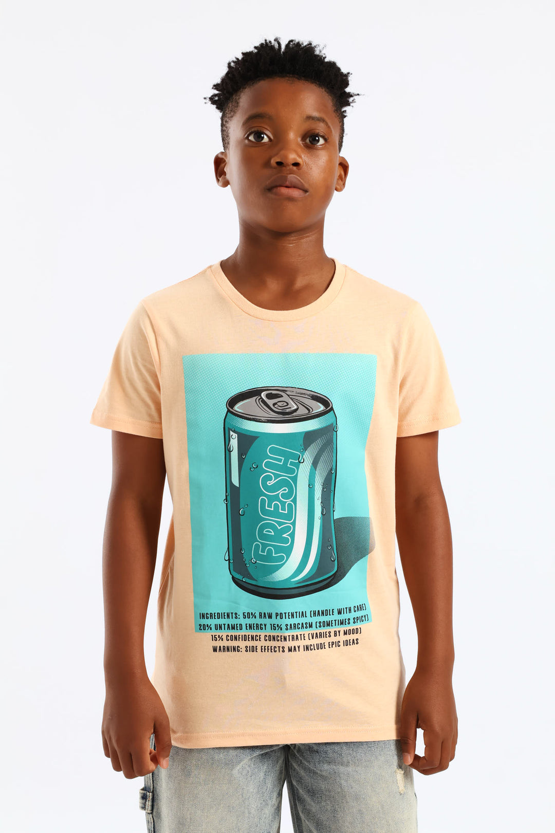 Boys Soda Print T-Shirt - Light Orange