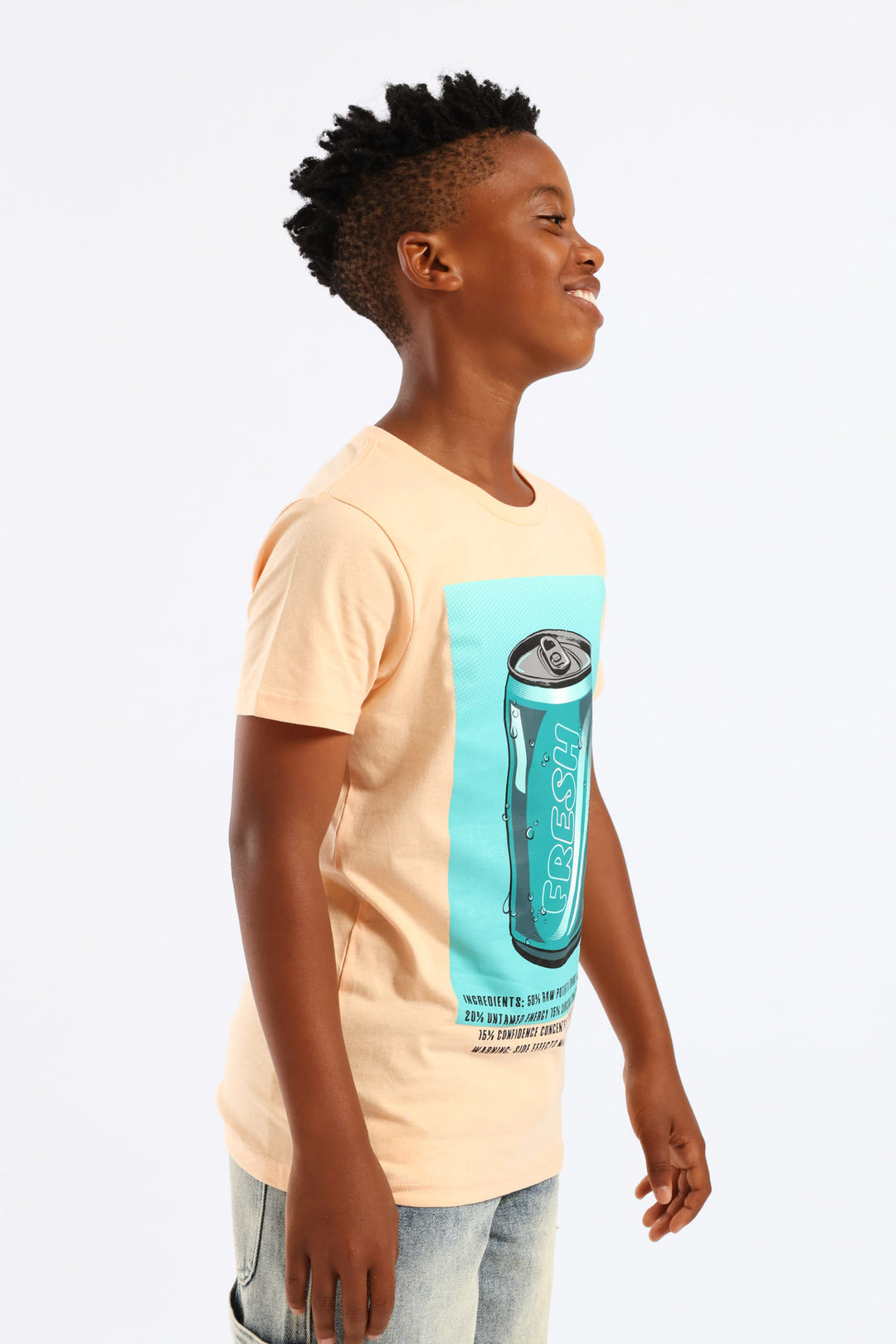 Boys Soda Print T-Shirt - Light Orange