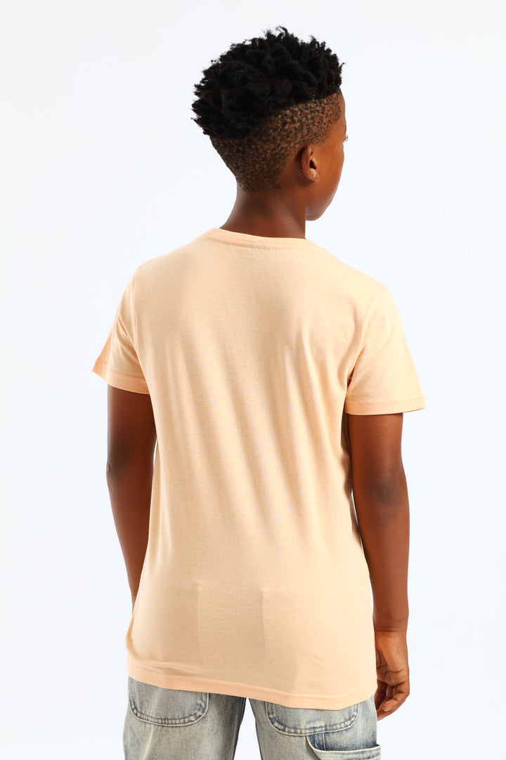 Boys Soda Print T-Shirt - Light Orange