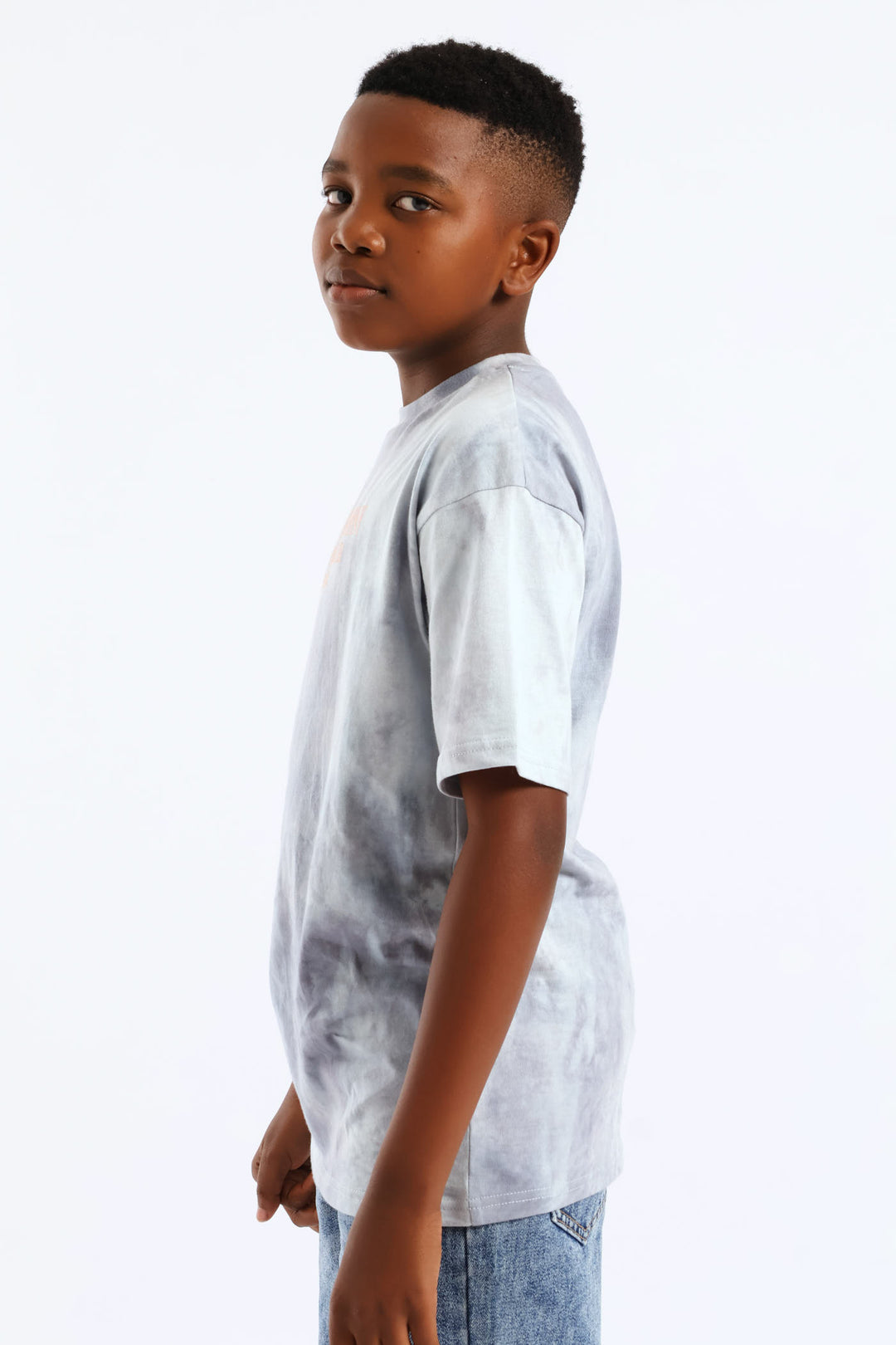 Boys Spectra Dye Palm Print T-Shirt - Blue/Grey