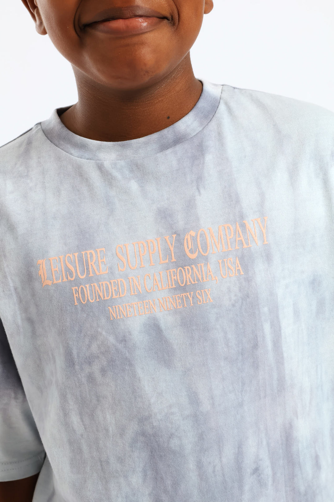 Boys Spectra Dye Palm Print T-Shirt - Blue/Grey