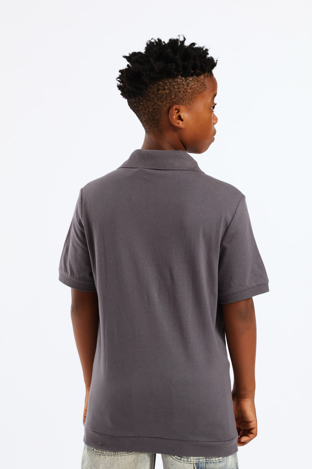 Boys Cotton Notch Neck Golfer - Charcoal
