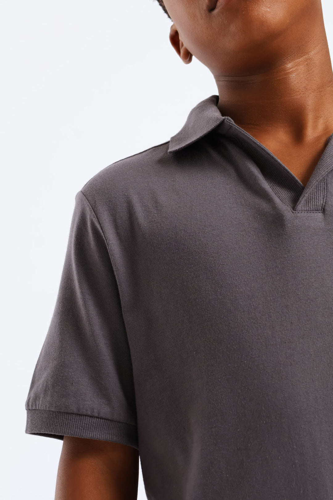 Boys Cotton Notch Neck Golfer - Charcoal