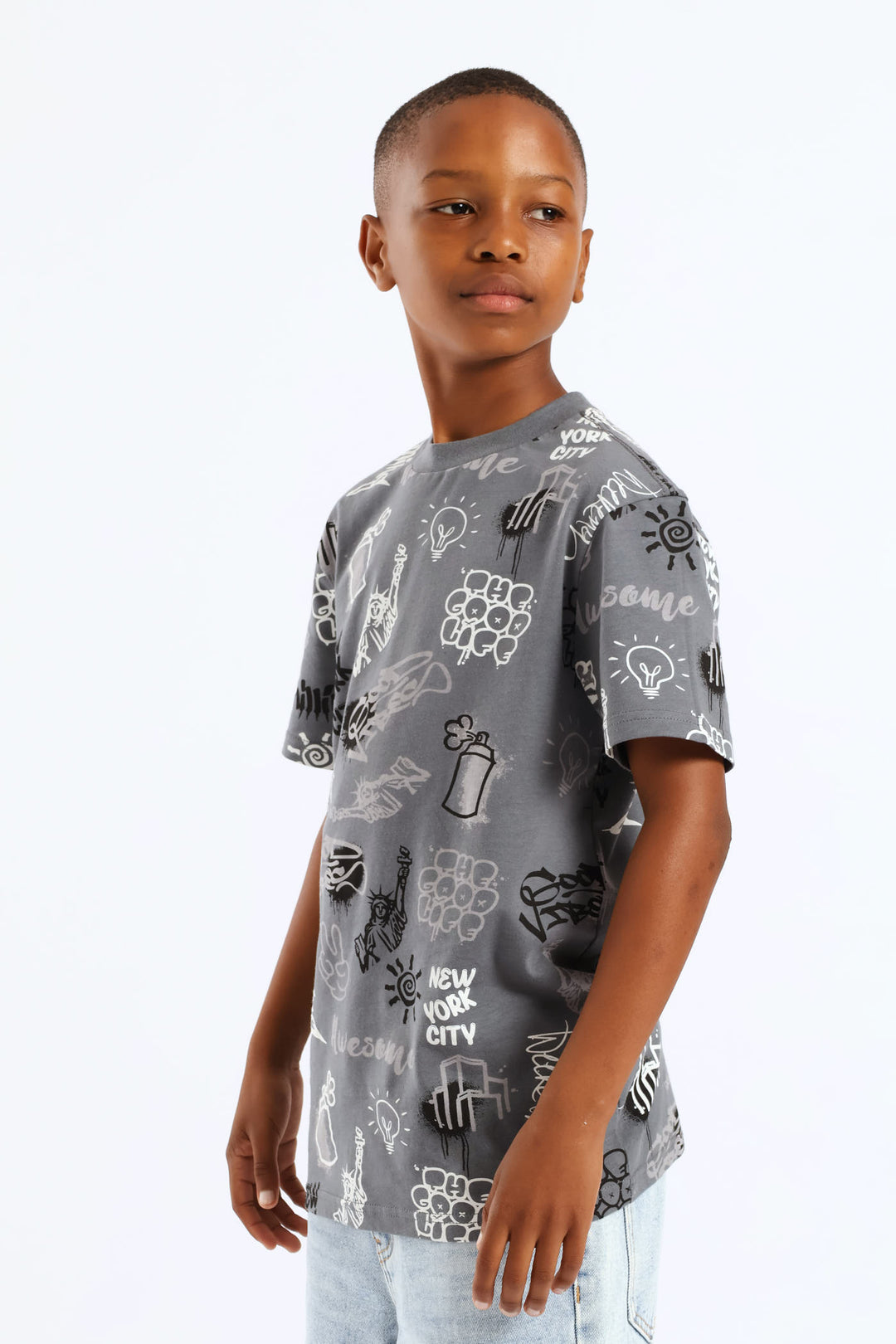 Boys Graffiti T-Shirt - Charcoal