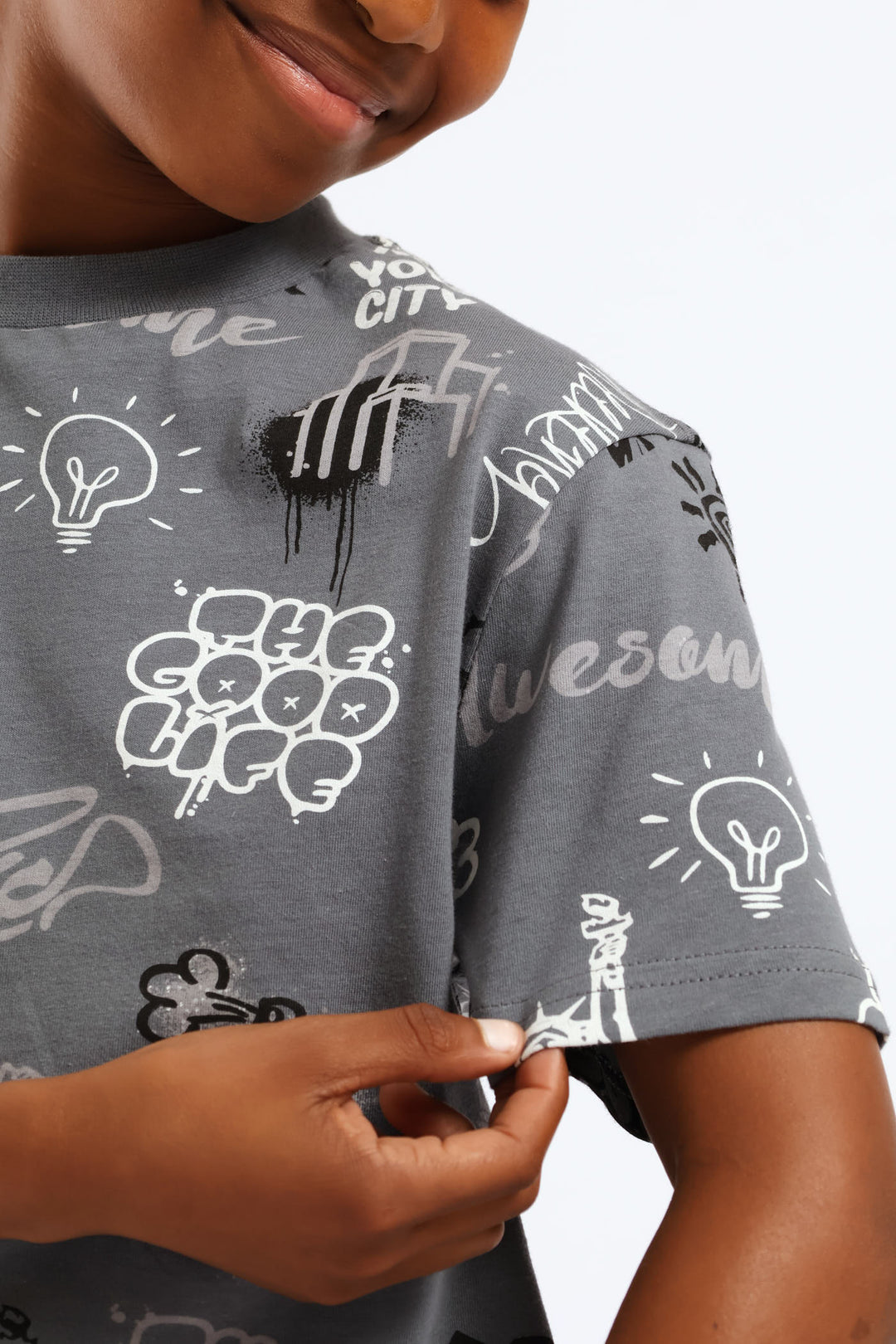 Boys Graffiti T-Shirt - Charcoal