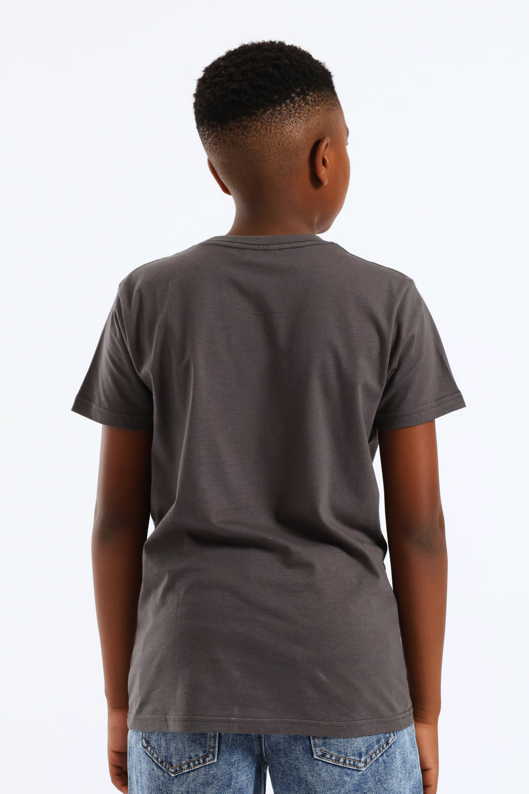 Boys Biker Beach Print T-Shirt - Charcoal