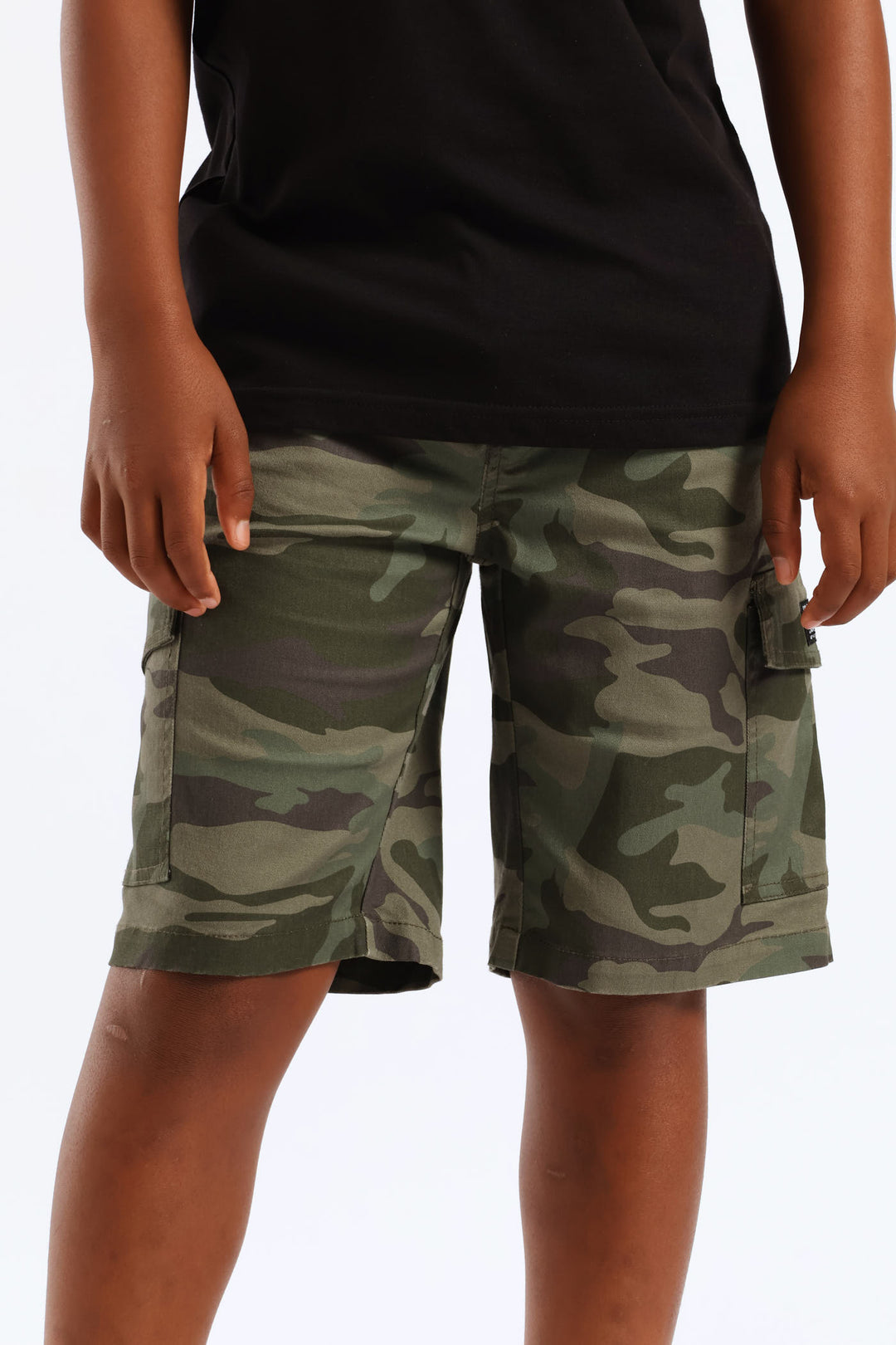 Boys Camo Print Cargo Short - Green