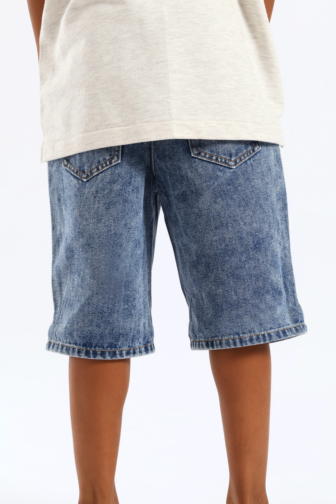 Boys Stonewash Denim Bermuda Short - Blue
