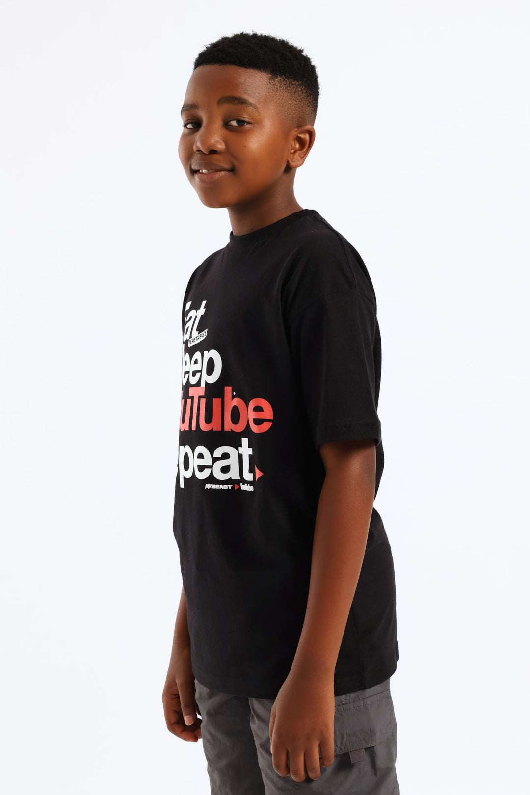 Boys Mr Beast Oversized Youtube T-Shirt - Black