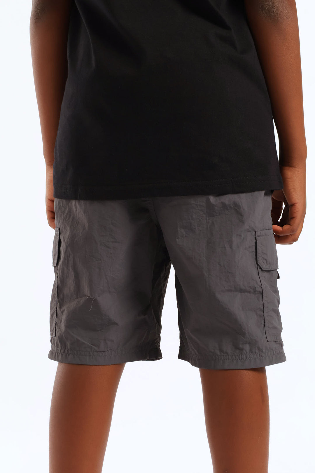 Boys Parachute Cargo Short - Charcoal
