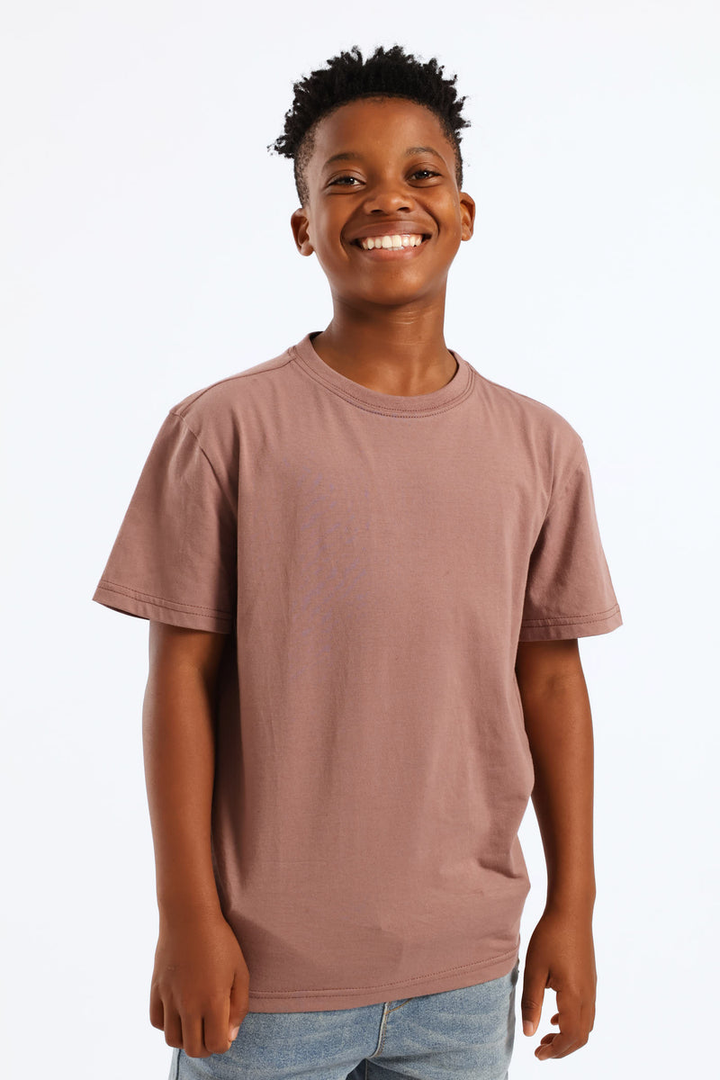 Boys Plain Basic Tee - Taupe