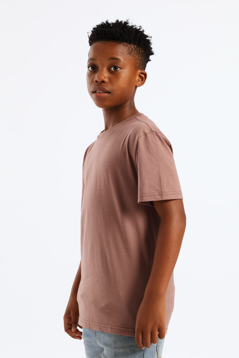 Boys Plain Basic Tee - Taupe