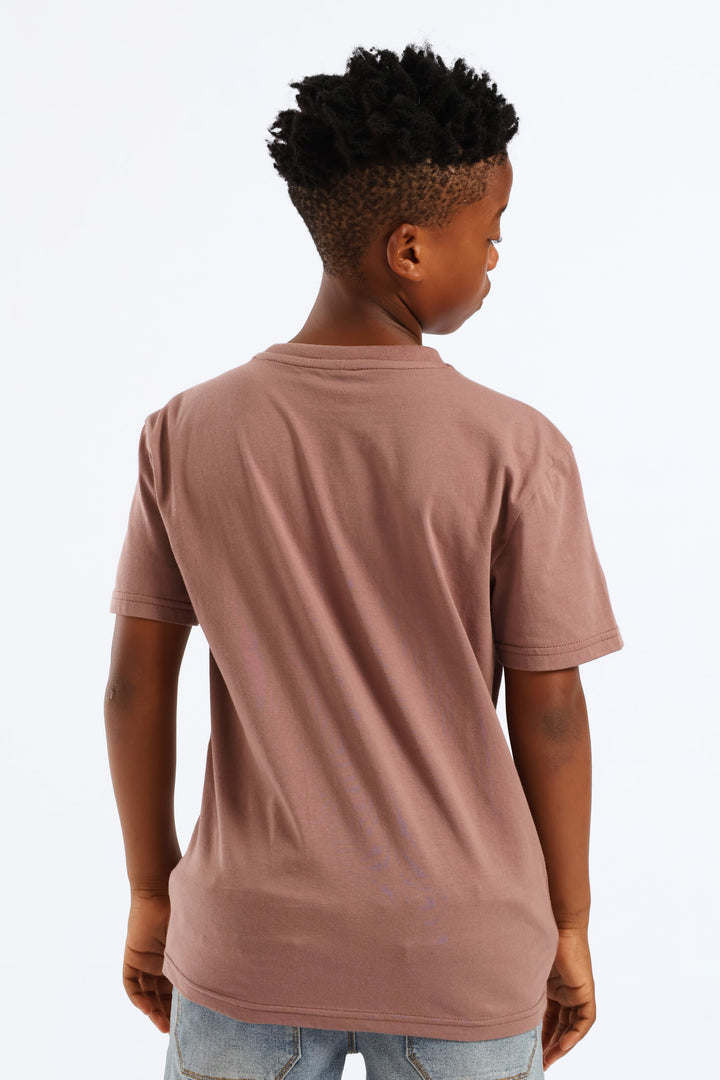 Boys Plain Basic Tee - Taupe