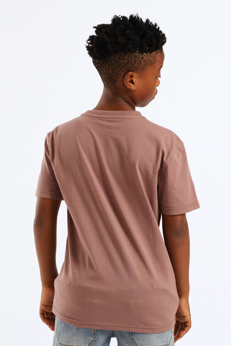 Boys Plain Basic Tee - Taupe