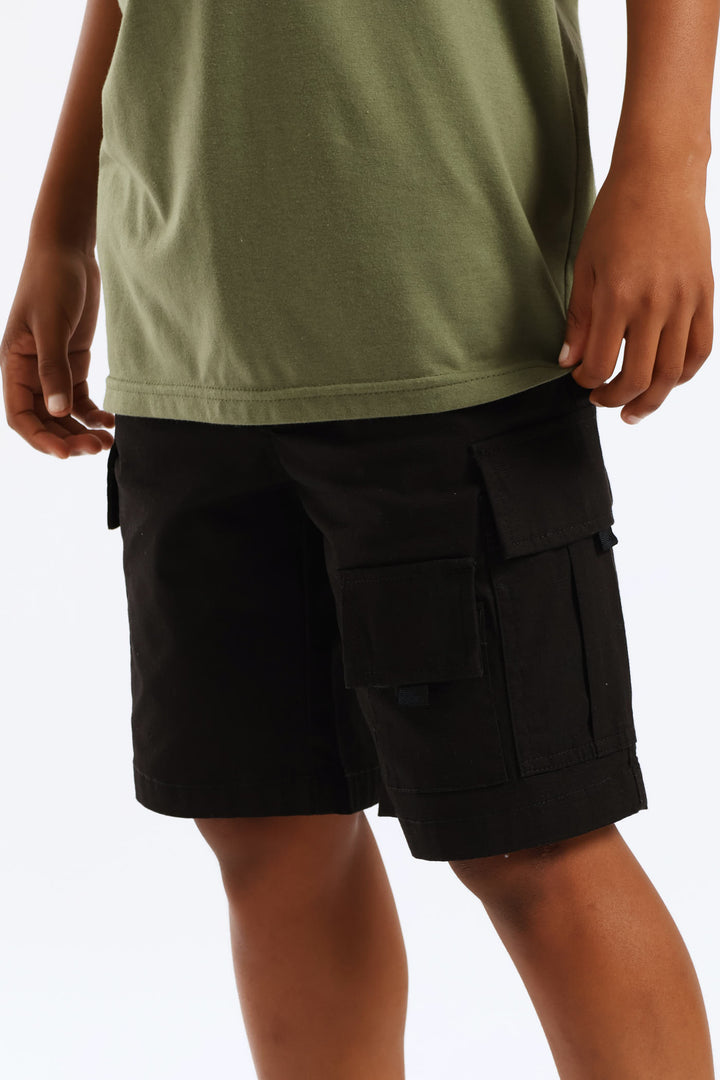 Boys Ripstop Cargo Short - Black