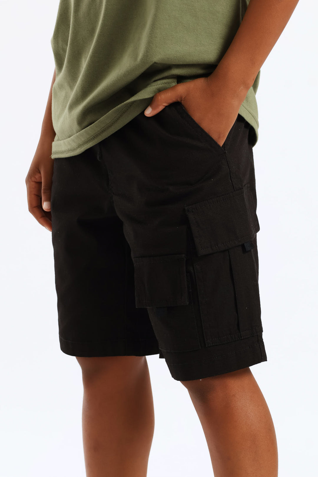 Boys Ripstop Cargo Short - Black