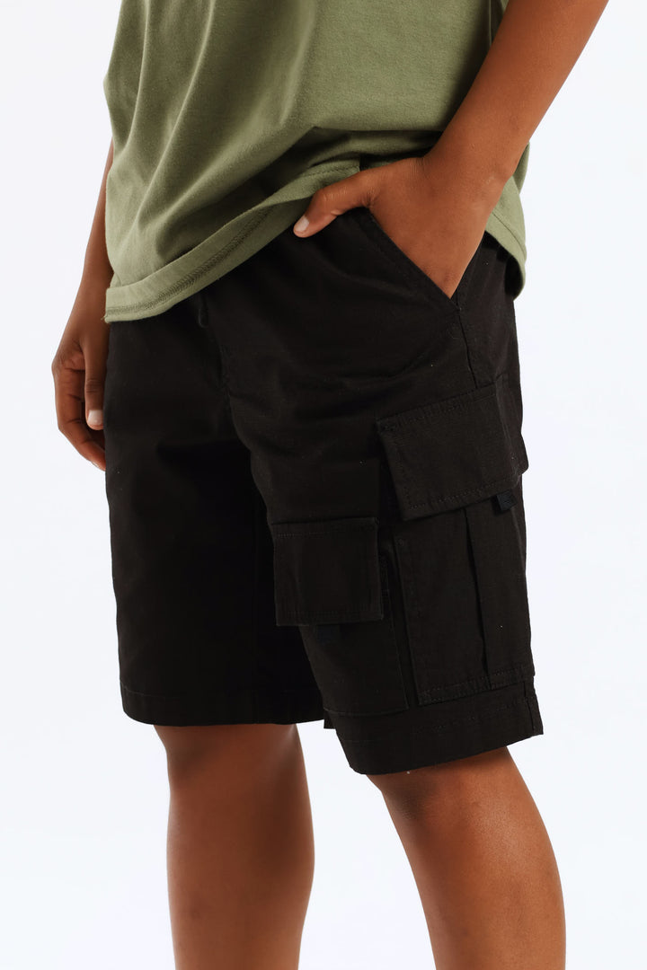 Boys Ripstop Cargo Short - Black
