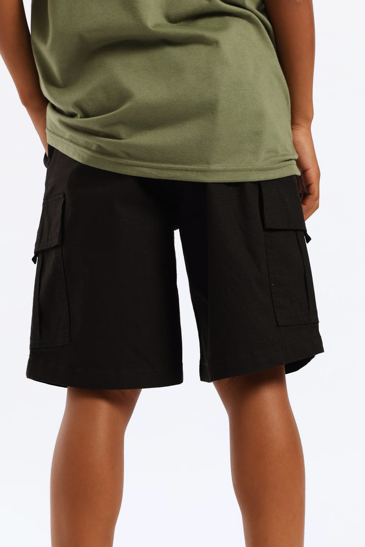 Boys Ripstop Cargo Short - Black