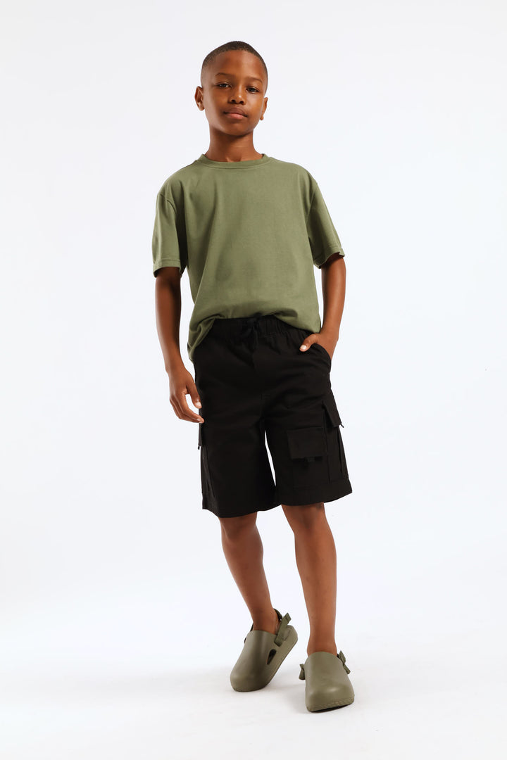 Boys Ripstop Cargo Short - Black