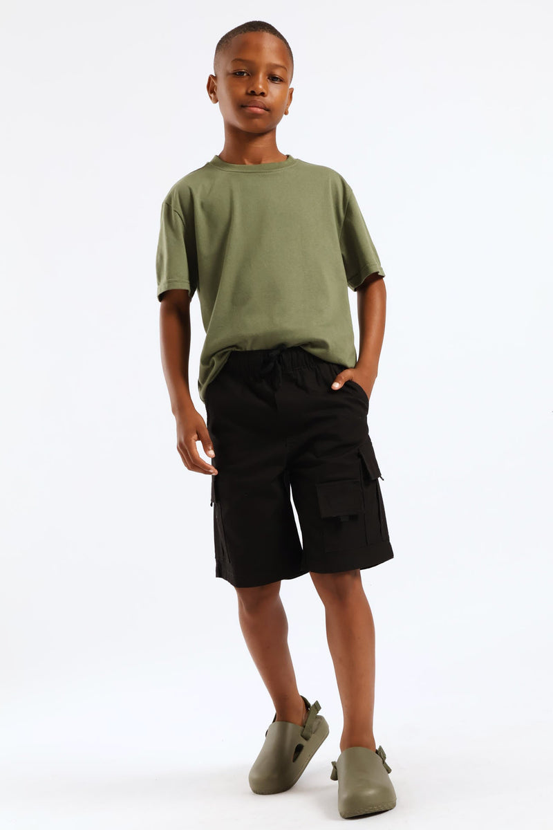 Boys Plain Basic Tee - Olive