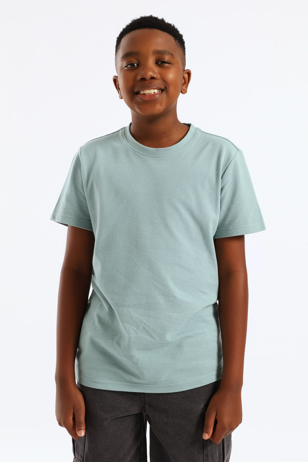 Boys Pique T-Shirt - Dusty Blue